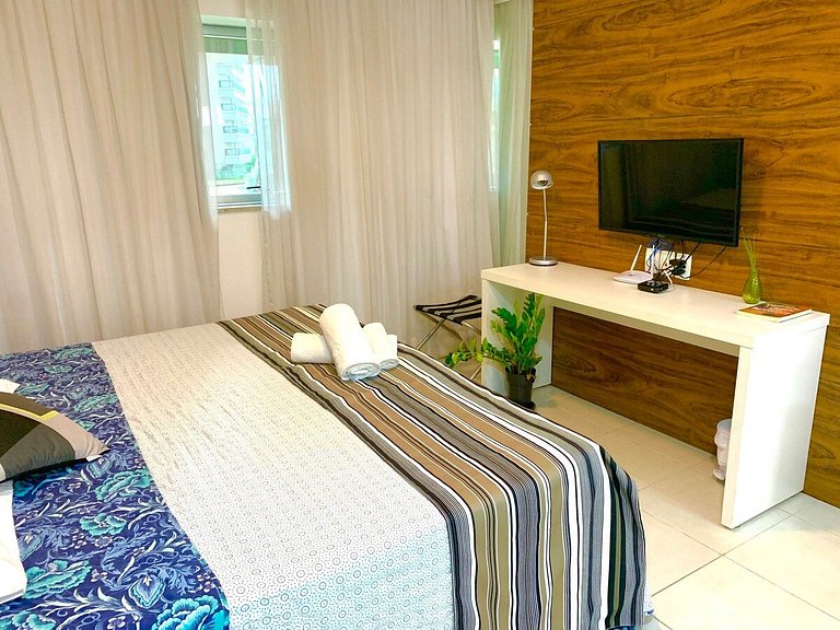 F218 CB Excelente Flat em Hotel Area Central